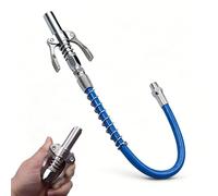 ZENQARI 1 Set Pompe à Graisse Haute Pression à Poignée Double avec Embout Universel et Tube Souple de Protection à Ressort, Anti-Fuite, Alliage Bleu pour Réparation Auto et Mécanique Agricole