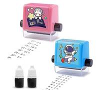 ZENQARI 2 Tampons à Rouleaux de Mathématiques - Machine d'Exercices Additions et Soustractions pour Enfants 4-8 Ans, Outil Pédagogique pour Améliorer le Calcul Mental et l'Observation (Multicolore)