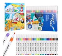 ZENQARI 36 Pièces Feutres Dessin Graffiti Couleurs Superposables Feutres ne transperçant pas le papier Marqueurs pour étudiants Feutres Aquarelle Artistiques (Multicolore)