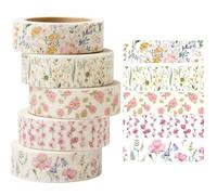 ZENQARI 5 Rouleaux de Washi Tape en Papier Japonais, 2 m, Multicolore - Idéal pour Bullet Journal, Scrapbooking et DIY