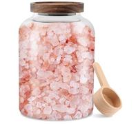 Zenquark Pot à sel de bain en verre de 2 097,9 g, récipient à sel de bain avec couvercle et pelle en bois, organiseurs de salle de bain, accessoires de baignoire de rangement hermétique pour femme