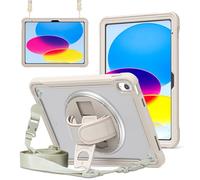 zenrich Coque Antichoc pour iPad 10ème Génération 10,9 Pouces 2022, Étui de Protection Robuste avec Support Rotative, Dragonne et Bandoulière réglable pour iPad 10,9 Pouces - Kaki