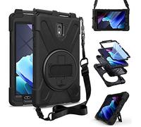 ZenRich Coque pour Galaxy Tab Active 3 SM-T570/SM-T575/SM-T577 avec béquille, dragonne et bandoulière Zenrich résistante aux chocs pour Samsung Galaxy Tab Active 3 8" Noir