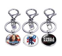 ZENRUIMING 3 porte-clés Kamala Harris 2024, harris campagne présidentielle porte-clés sac accessoires de voiture, multicolore, taille unique