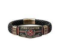 ZENRUIMING Bracelet de pompier pour homme, cadeau de pompier avec motif courage et sacrifice, bracelet de survie en cuir tressé, bijou inspirant pour premier intervenant pour pompier, papa, mari