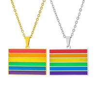 ZENRUIMING Collier 2 pièces Rainbow Pride - Acier inoxydable, symbole LGBTQ+, bijoux d'égalité et de diversité pour homme et femme