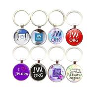 ZENRUIMING Jw.org Lot de 8 porte-clés en alliage de zinc et verre cristal pour témoins de Jéhovah, bijoux religieux pour homme et femme, breloques de voiture pour sac à dos et téléphone, multicolore