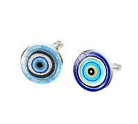 ZENRUIMING Lot de 2 bagues ouvertes œil du diable, bagues réglables pour homme et femme avec œil bleu turc, protection contre le mal, Zinc Verre, Aucune pierre précieuse
