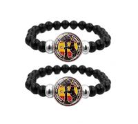 ZENRUIMING Lot de 2 bracelets de perles élastiques réglables avec perles noires et monuments de Madrid, souvenir du tourisme de Madrid