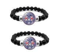 ZENRUIMING Lot de 2 bracelets de perles élastiques réglables en forme de monuments du Royaume-Uni - Souvenir touristique
