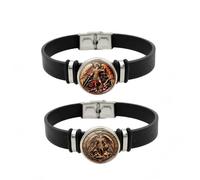 ZENRUIMING Lot de 2 bracelets en cuir de l'archange Saint Michel, bracelets religieux gardiens pour homme, bijoux de protection de la foi