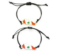 ZENRUIMING Lot de 2 bracelets en cuir tressé avec carte du Liban et drapeau du Liban Style ethnique, Adjustable, Cuir, Pas de gemme