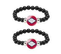 ZENRUIMING Lot de 2 bracelets en perles noires avec drapeau de l'état de l'Arkansas, réglable et fait à la main