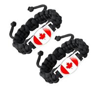 ZENRUIMING Lot de 2 bracelets tressés faits à la main avec drapeau du Canada, bracelet torsadé réglable en verre de cristal, souvenir de voyage du Canada, accessoire de fête nationale des patriotes