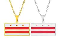 ZENRUIMING Lot de 2 colliers avec pendentif rectangulaire en acier inoxydable pour homme et femme, bijoux City Pride or et argent, cadeau patriotique pour les amateurs de Washington DC