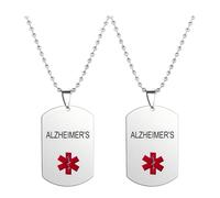 ZENRUIMING Lot de 2 colliers d'alerte médicale Alzheimer, étoile de vie Alzheimer, pendentif en acier inoxydable, accessoires de sport et d'extérieur pour homme et femme