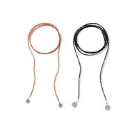 ZENRUIMING Lot de 2 colliers enveloppants en cuir bohème - Orange et noir - Empilables avec pendentifs en forme de pièce de monnaie - Bijoux nomades bohèmes pour femmes