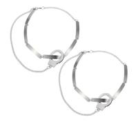 ZENRUIMING Lot de 2 colliers punk menottes pour homme et femme en acier inoxydable à double couche, pendentif de serrure hautement poli, collier ras du cou assorti pour couple