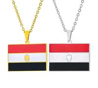 ZENRUIMING Lot de 2 colliers rectangulaires en acier inoxydable avec drapeau de l'Égypte - Souvenirs de voyage égyptiens