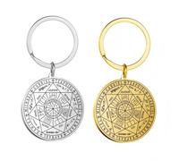 ZENRUIMING Lot de 2 porte-clés de protection sceau sept archanges, Saint Michel Salomon Kabbale religieux Totem en acier inoxydable