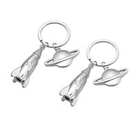 ZENRUIMING Lot de 2 porte-clés satellite pour homme, motif astronaute créatif, étoile et lune, accessoire pour les amateurs d'astronomie cosmique, accessoire pour sac à dos de bureau, portefeuille,