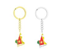 ZENRUIMING Lot de 2 porte-clés souvenir de tourisme du Cameroun en acier inoxydable pour sac à dos, vêtements, portefeuille, Doré, argenté, taille unique