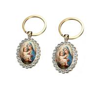 ZENRUIMING Lot de 2 porte-clés Vierge Marie avec strass - Porte-clés catholique en alliage avec pendentif Sainte Mère, cadeaux religieux chrétiens