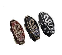 ZENRUIMING Lot de 3 bracelets hip-hop punk enroulés serpent réglable vintage en cuir pour homme Accessoires décontractés d'extérieur pour homme Accessoires décontractés réglables en cuir sans pierre