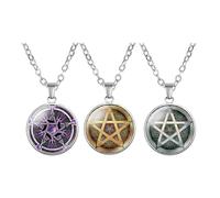 ZENRUIMING Lot de 3 colliers avec pendentif pentagramme celtique en cristal et cristal - Bijou de protection spirituelle - Breloque étoile mystique pour l'énergie de la foi