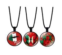 ZENRUIMING Lot de 3 colliers de fierté mexicaine pour femme, accessoires de football et patrimoine hispanique, pendentifs en verre de cristal avec motif MEX et papillon, cordon en cuir noir