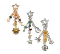 ZENRUIMING Lot de 3 porte-clés en perles d'étoile, lune et soleil, style rustique, irrégulier, papillon, libellule, accessoire pour sac à dos, étui de téléphone de voiture, multicolore, 12cm/4.72in