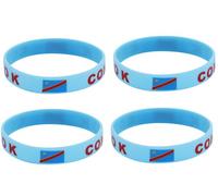 ZENRUIMING Lot de 4 bracelets en silicone avec drapeau du Congo - Pour fans de sport - Souvenirs de voyage, One size, Silicone, Pas de gemme
