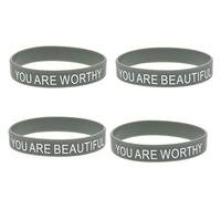 ZENRUIMING Lot de 4 bracelets en silicone inspirants « You are beautiful you are worthy » pour homme et femme - Bracelets optimistes décontractés pour les amis, la famille, les collègues