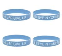 ZENRUIMING Lot de 4 bracelets inspirants en silicone avec inscription « Believe in Yourself Never Give Up » - Bracelets d'optimisme positif - Pour homme et femme - Bracelets décontractés pour amis