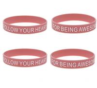 ZENRUIMING Lot de 4 bracelets inspirants en silicone avec inscription « Follow Your Heart For Being Awesome » - Pour homme et femme - Style décontracté - Pour amis, famille, collègues