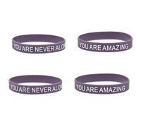 ZENRUIMING Lot de 4 bracelets inspirants en silicone avec inscription « You are Never Along You are Never Along You are Amazing » pour homme et femme - Bracelets optimistes décontractés pour amis
