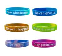 ZENRUIMING Lot de 6 bracelets de motivation en silicone - Nouveau défi, ne jamais abandonner, faire arriver, faire compter, être fort, rester positif