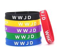 ZENRUIMING Lot de 6 bracelets en caoutchouc WWJD « What would Jesus Do » - Bracelets élastiques d'extérieur - Bijoux inspirants chrétiens catholiques pour homme et femme - Accessoires de baptême
