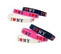 ZENRUIMING Lot de 6 bracelets en silicone « I Love New York » - Souvenirs de voyage de New York - Accessoires de sports de plein air - Réglables - En silicone - Sans pierre précieuse, Adjustable,