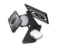 Zens 3-in-1 Modular Wireless Charging Station, Chargeur sans Fil de 15 W Compatible avec MagSafe et Qi pour iPhone, AirPods, iPad Stand, Adaptateur Secteur de 65 W (EU,UK,US), Noir