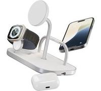 ZENS 4-in-1 Magnetic + Watch Wireless Charger - Support de chargement sans fil + adaptateur secteur - 65 Watt - Fast Charge - blanc/argent Blanc/argent