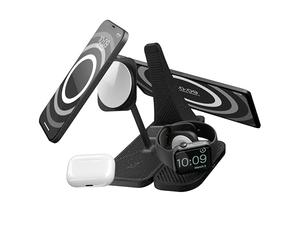 Zens 4-in-1 Modular Wireless Charging Station, Chargeur sans Fil de 15 W Compatible avec MagSafe et Qi pour iPhone, Apple Watch, AirPods, iPad Stand, Adaptateur Secteur de 65 W (EU,UK,US), Noir