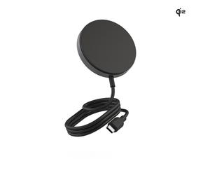 ZENS Chargeur Intérieur USB-C 15W Noir Qi2 Compatible Casque/Smartphone, Recharge Sans Fil & Rapide, Aluminium, câble 1m, 6cm Diamètre, 70g ZESC17B/00