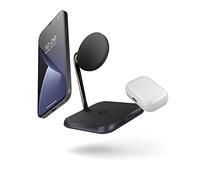 ZENS Chargeur sans fil 3 en 1 en aluminium compatible avec MagSafe (sans bloc d'alimentation, certifié Qi, port USB-C supplémentaire de 27 W) - Noir