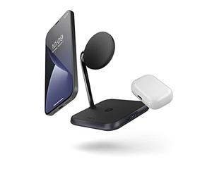 ZENS Chargeur sans fil 3 en 1 en aluminium compatible avec MagSafe (sans bloc d'alimentation, certifié Qi, port USB-C supplémentaire de 27 W) - Noir