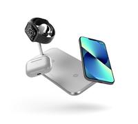 Zens Dual+Watch Wireless Charger, Blanc | Station de charge sans fil de 10 W pour iPhone/Apple Watch et appareils compatibles Qi, adaptateur secteur de 24 W (EU/UK/US)