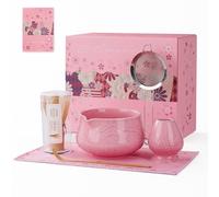 ZENS Matcha Kit Rose, 6 pièces matcha set ensemble pour préparer un latte avec Fouet Matcha et bol, cuillère, tamis 304 et tapis à thé pour matcha cérémonie du Thé, adapté aux débutants