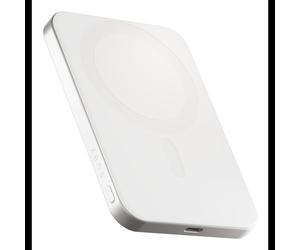 ZENS Pro 1 Slim - Batterie Externe 5000mAh Recharge Sans Fil 15W Qi2, USB-C, Aluminium Blanc, Compatible MagSafe, avec Câble USB-C