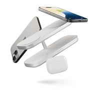 Zens Quattro Wireless Charger Pro 4, Chargeur sans Fil de 15 W Compatible avec MagSafe et Qi2 pour iPhone, AirPods, Adaptateur Secteur de 65 W (EU,UK,US) et câble intégré de 1,5 m, Blanc