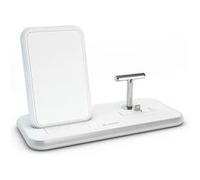 ZENS Stand+Dock Aluminium Wireless Charger - Support de chargement sans fil/adaptateur d'alimentation + adaptateur secteur - 20 Watt - Apple Fast Charge (Lightning) - blanc Blanc G